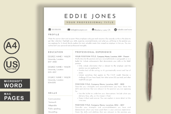 Download Clean Resume Template Word Pages - Premium Resources