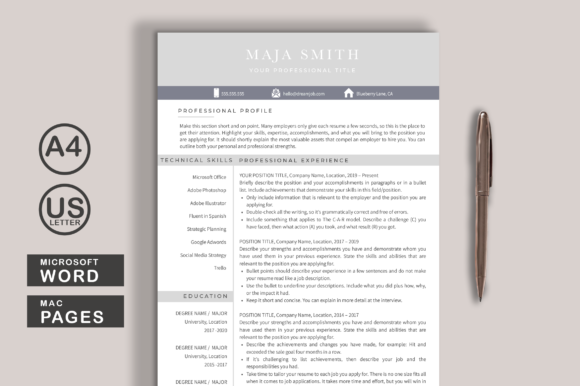 Download Clean Resume Template Word Pages - Premium Resources
